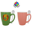 16 Oz. Pink and White Endeavor Bistro Mug with Spoon (4 Color Process)